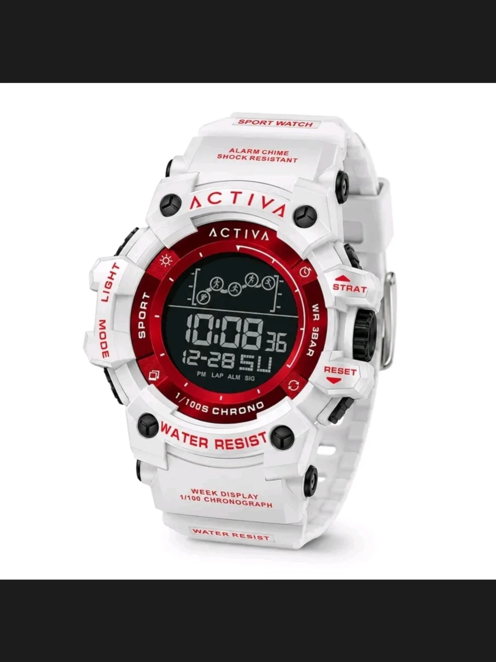 Activa White and Red Rugged Digital Sport Watch